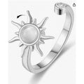 Silver-Tone Sun Spinner Ring