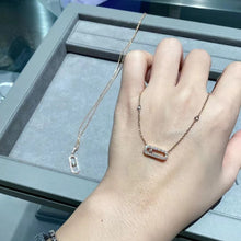 Rose gold-tone pavé open link necklace with sliding stone