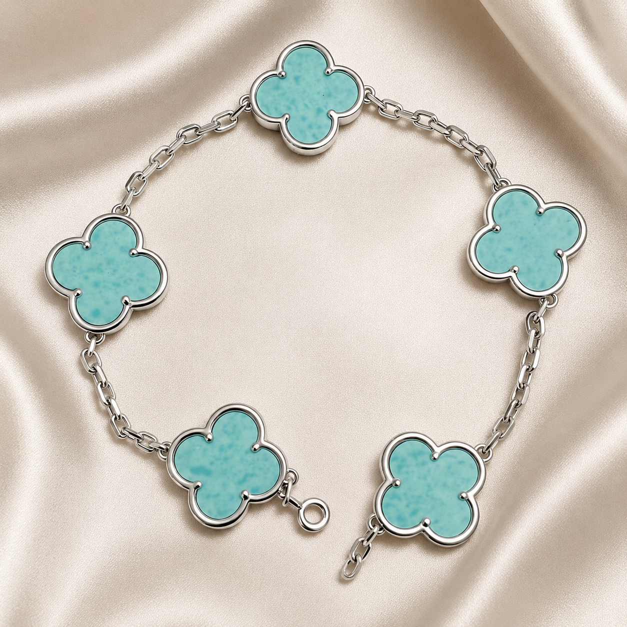 Eternal Clover Pro Bracelet | 18K Gold Plated Luck & Elegance (Silver Chain) LuckCoo