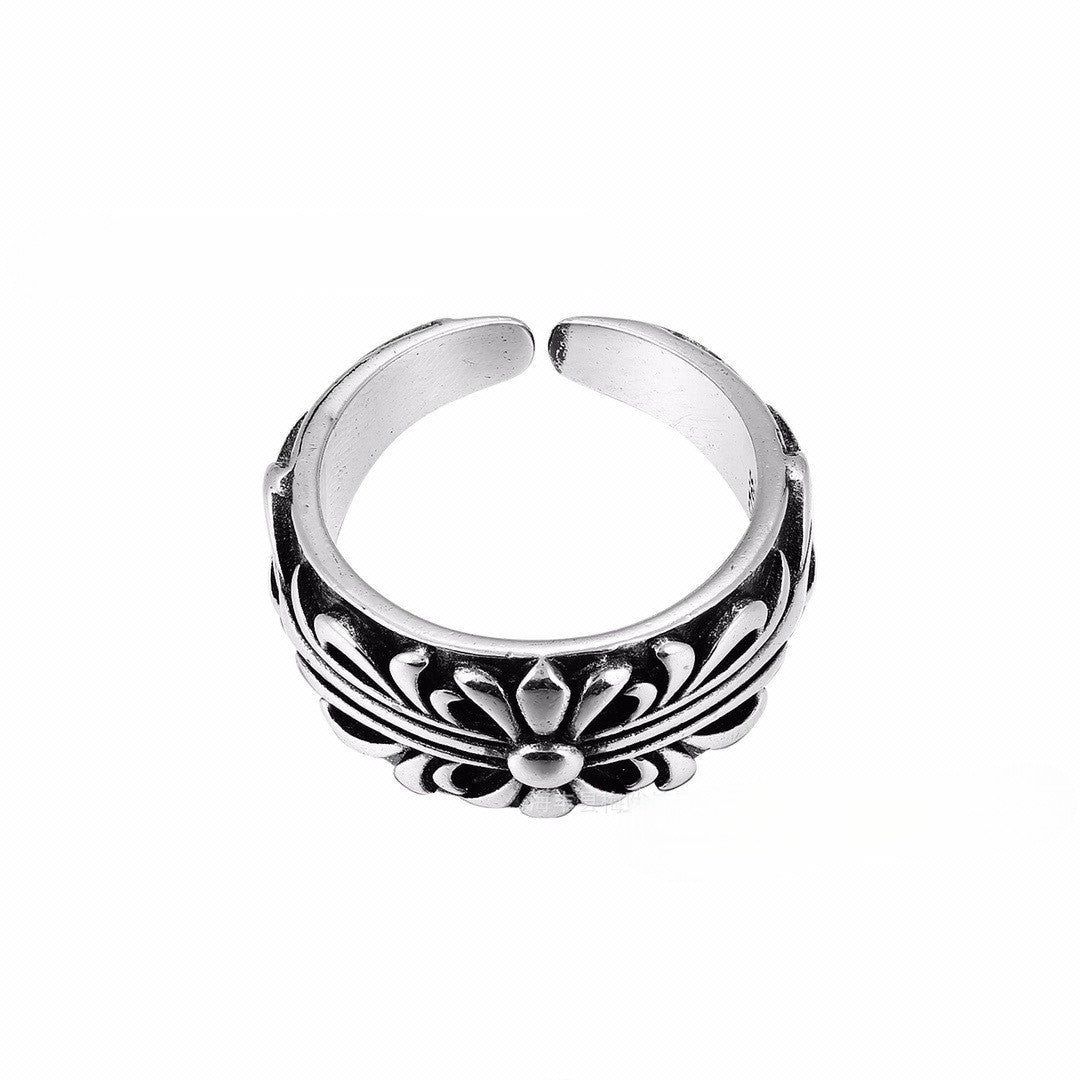 CH-S925 Silver Plated Vintage Open Hip Hop Ring（11）