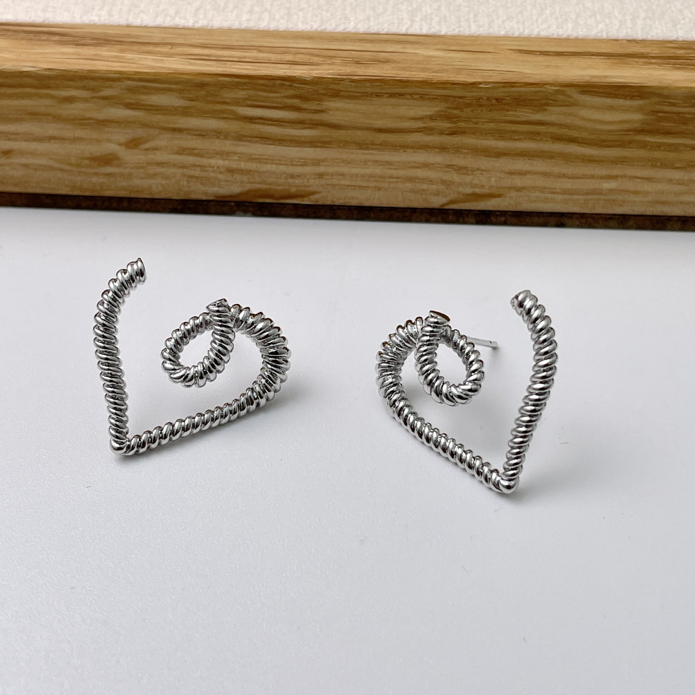 Boucles d'oreilles coeur spirale ligne 