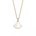 Fan-Shaped Shell & Crystal Pendant Necklace