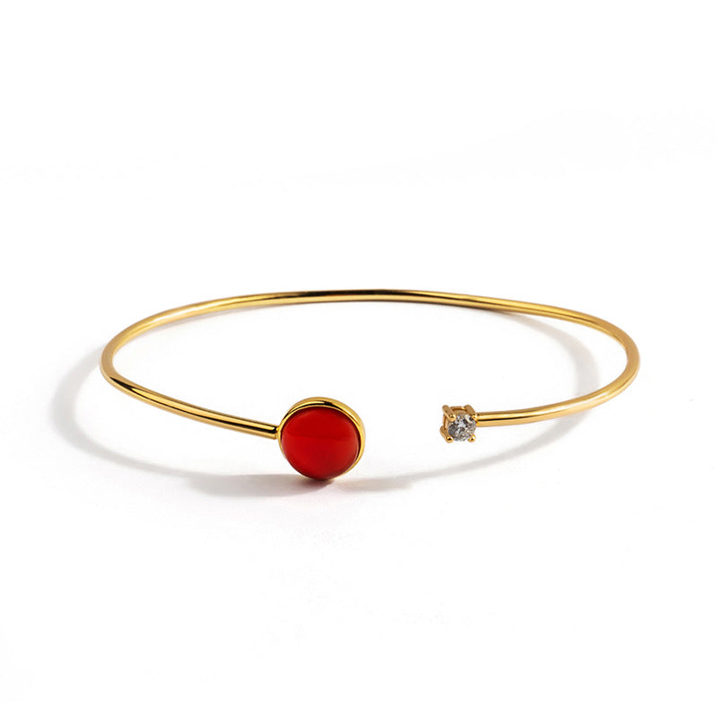 Malachite Red Agate Open Diamond Bracelet