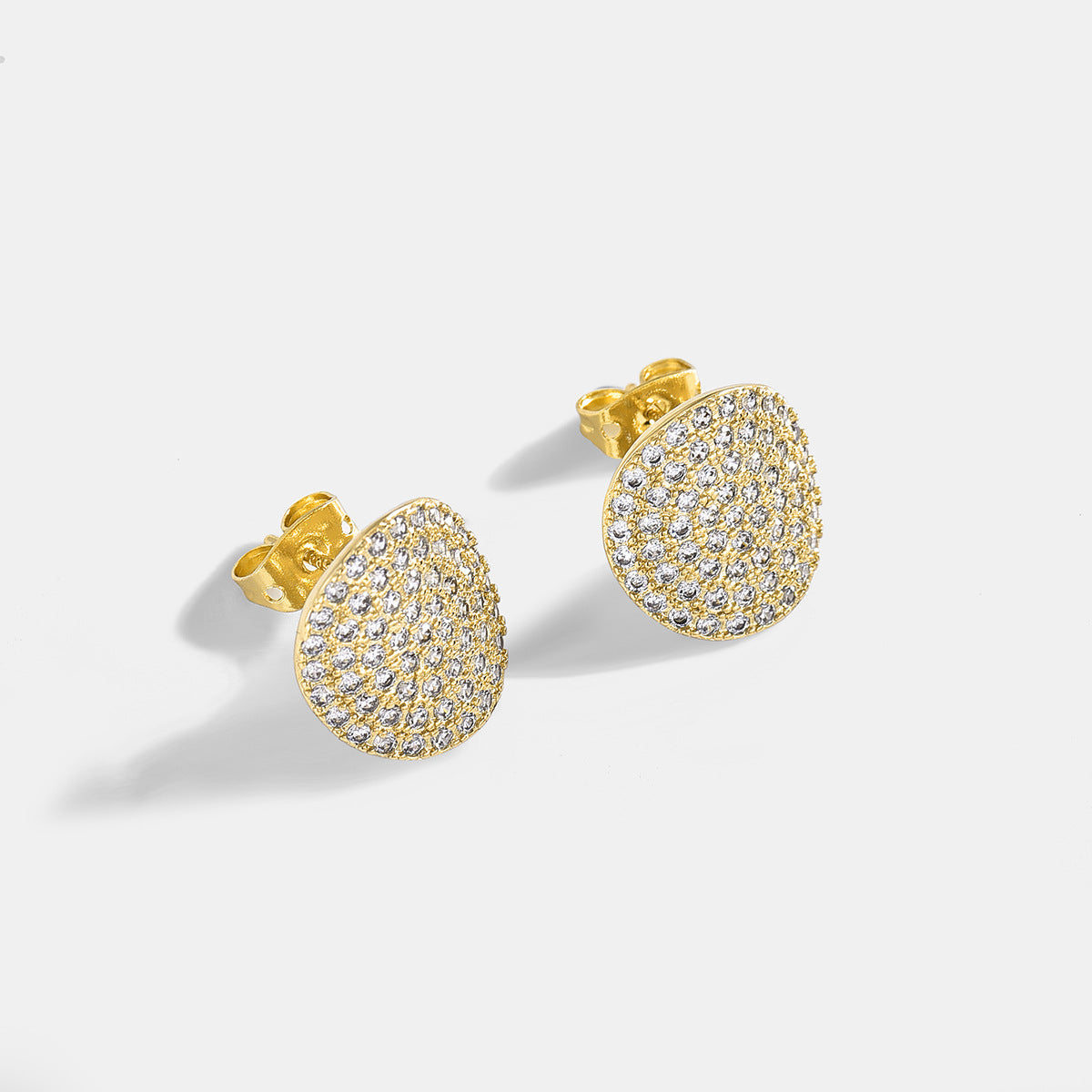 Geometric Curved Diamond Studded Earrings