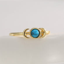 Bague queue de lune turquoise sertie 