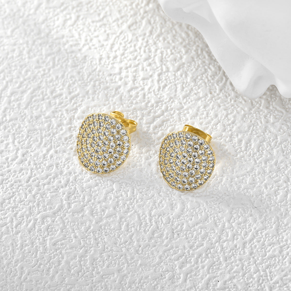 Geometric Curved Diamond Studded Earrings