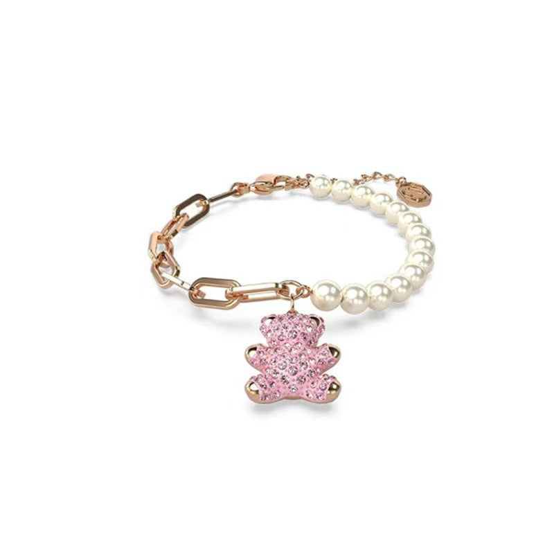 Beating Heart Teddy Bear Crystal Bracelet