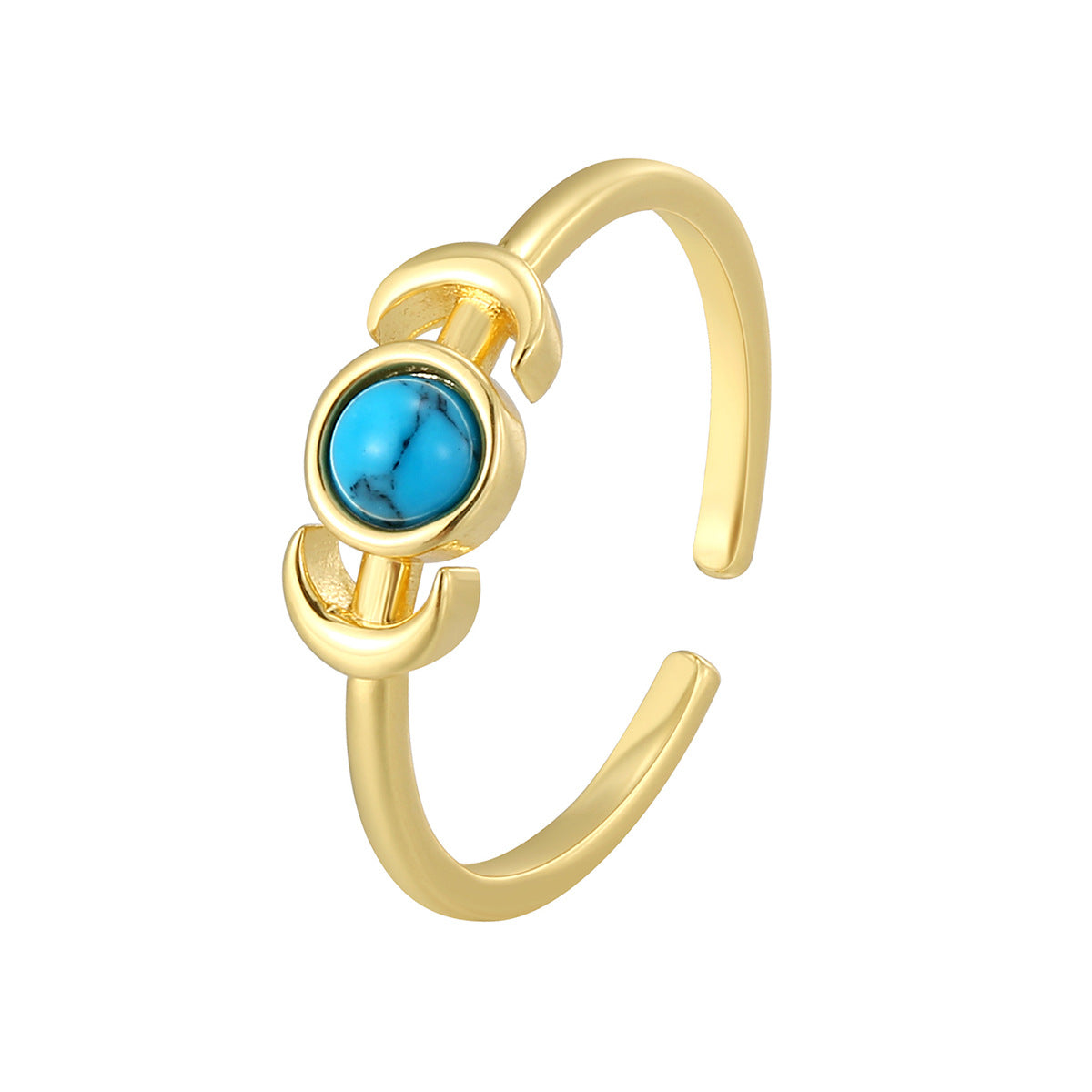 Bague queue de lune turquoise sertie 