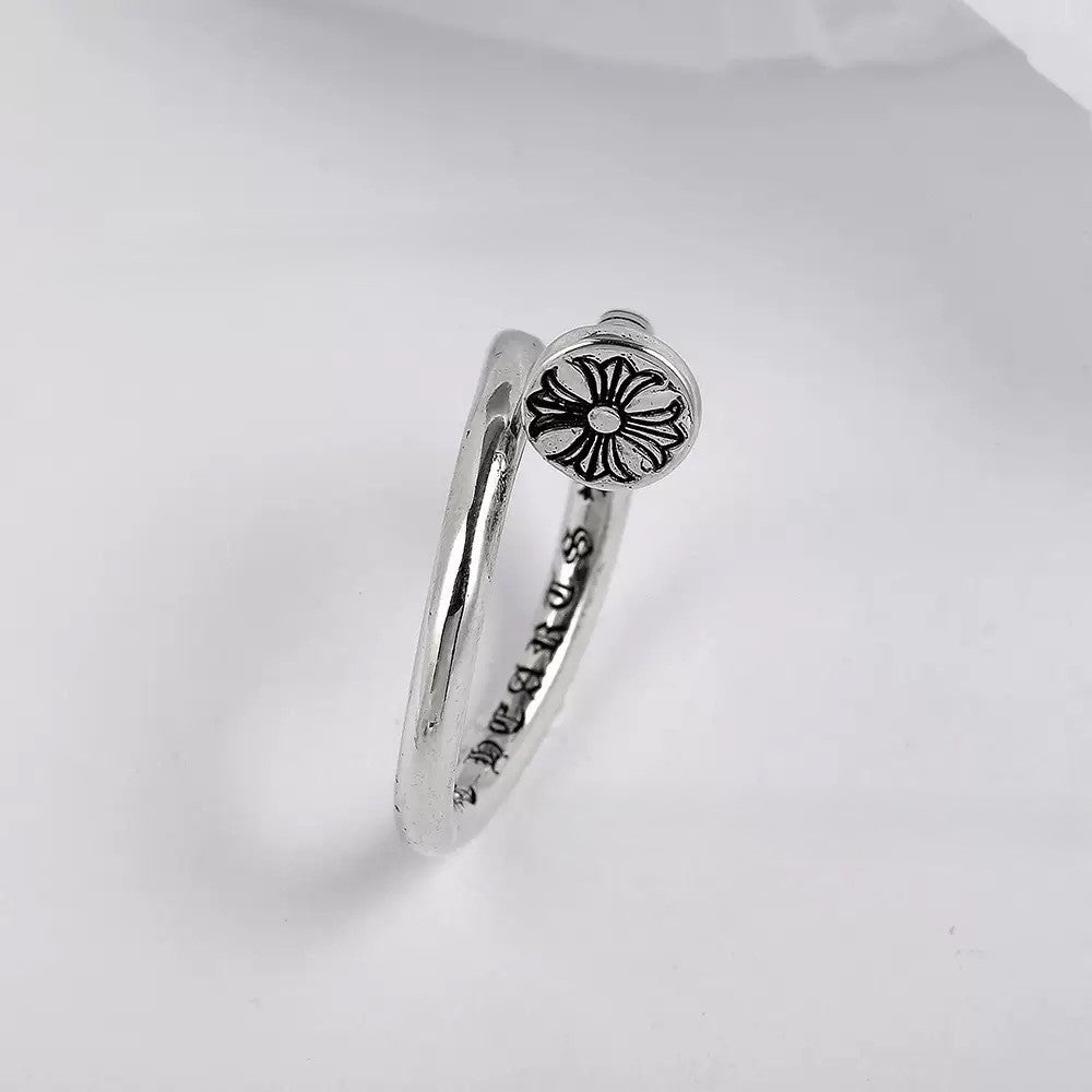 CH-S925 Silver Plated Vintage Open Hip Hop Ring LuckCoo