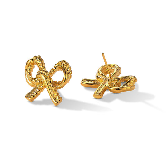 Hollow gold bow earrings