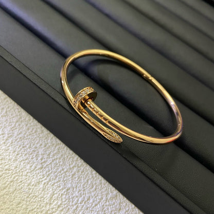 Unisex Nail Screw Bracelet – Tarnish-Free Stainless Steel Bangle, Stackable Edgy Jewelry