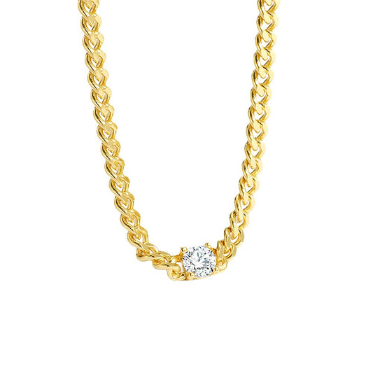 18K Gold Diamond Thick Necklace