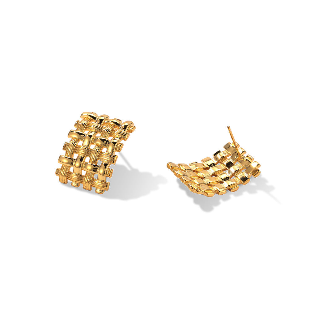 Boucles d'oreilles tendance à motif tressé 