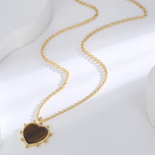 Pendentif en forme de cœur en pierre d'œil de tigre 