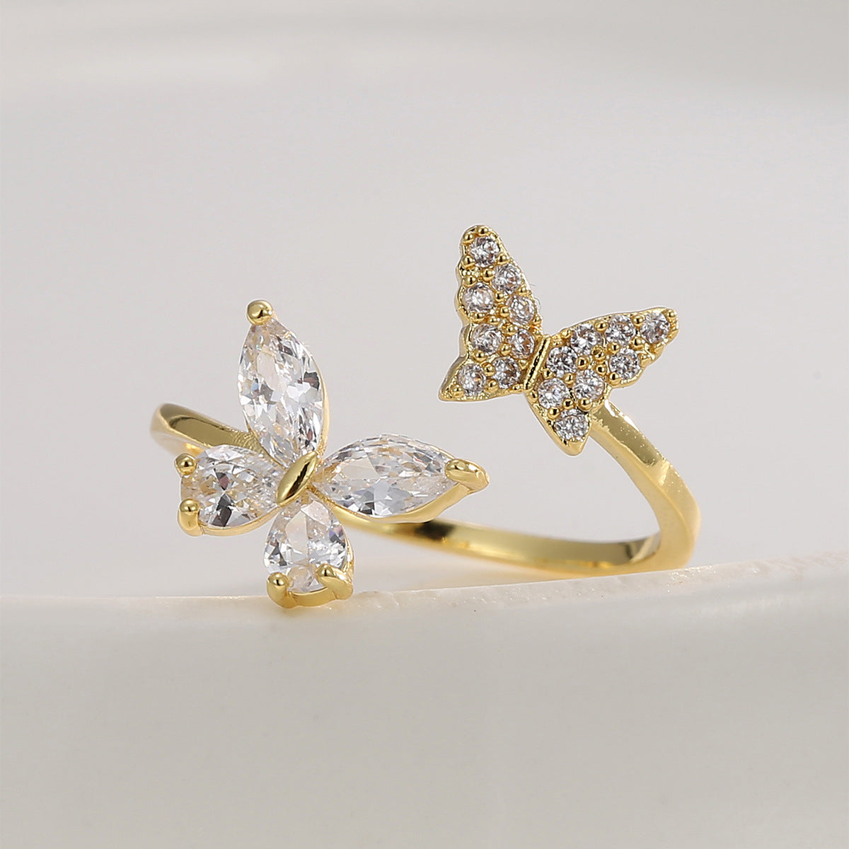 Butterfly diamond ring
