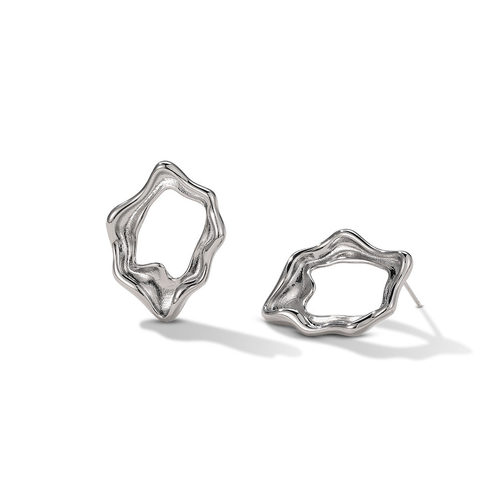 Boucles d'oreilles à anneau creux en texture de lave 