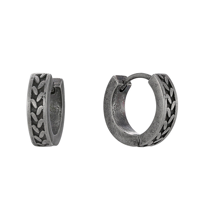 Antique Silver Tire Pattern Earrings