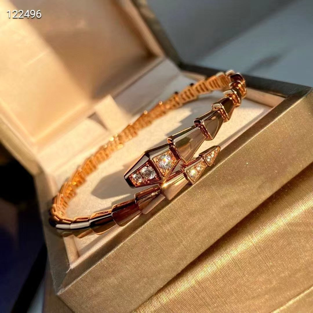 Serpent Aura Bangle – Minimalist Snake Wrap Bracelet, 18K Gold Plated Edition