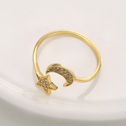 Star Moon Diamond Ring