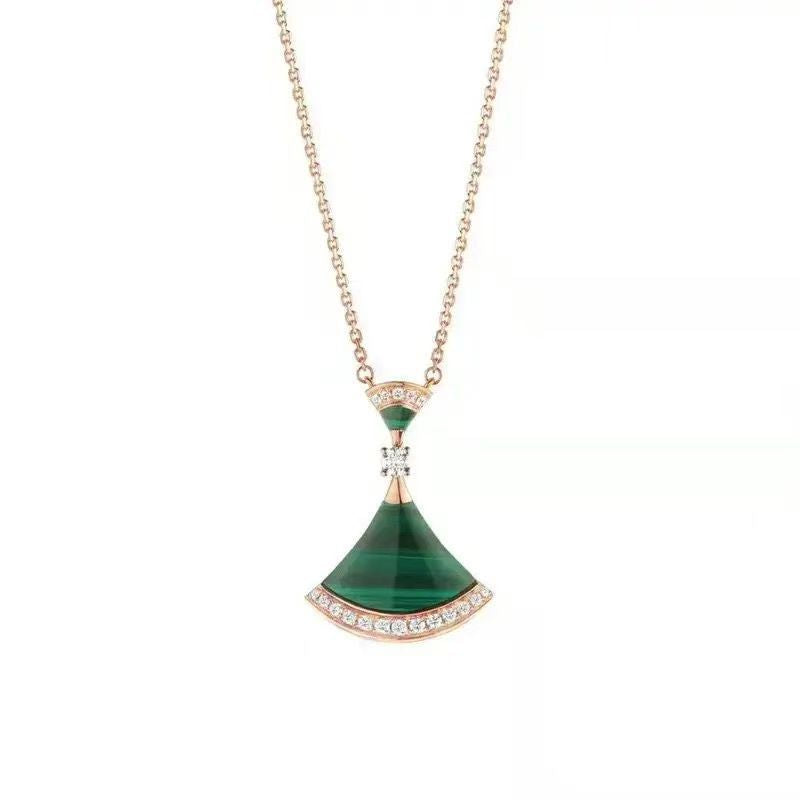 Luckcoo Fan Pendant Necklace - 18k Gold Plated Minimalist Everyday Jewelry