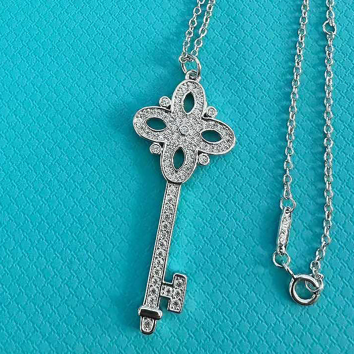 Key necklace iris cross snowflake collarbone chain