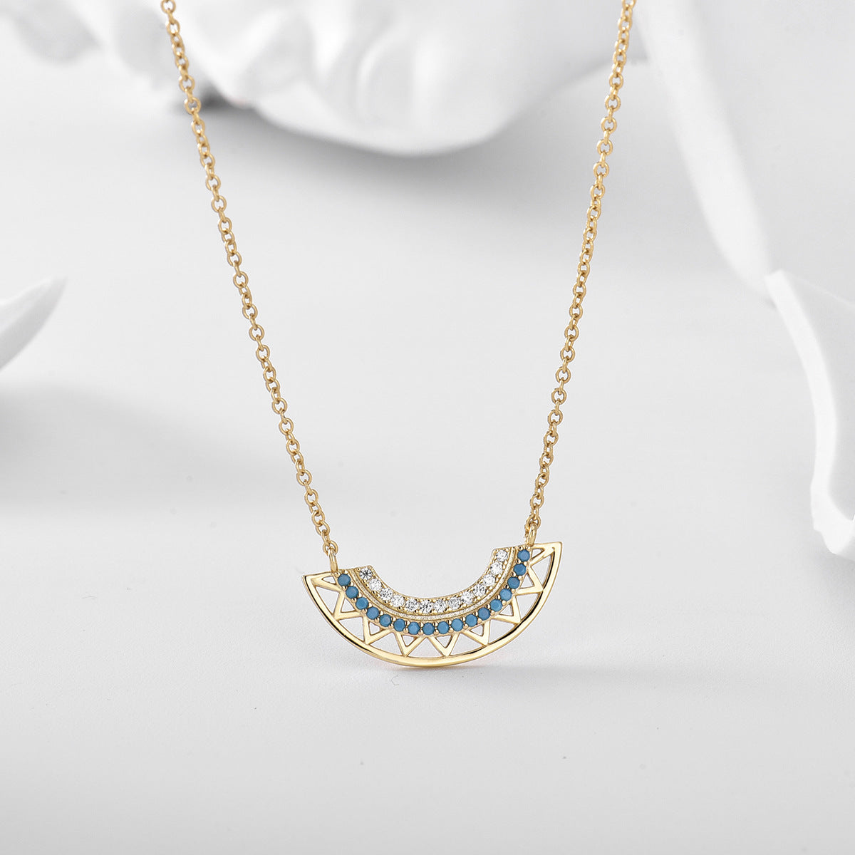 Collier éventail géométrique de style bohème 