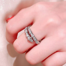 Snake bone ring with diamonds