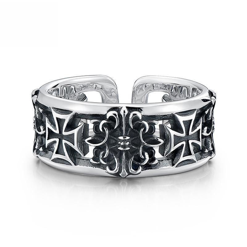 Cross Flower Open Ring