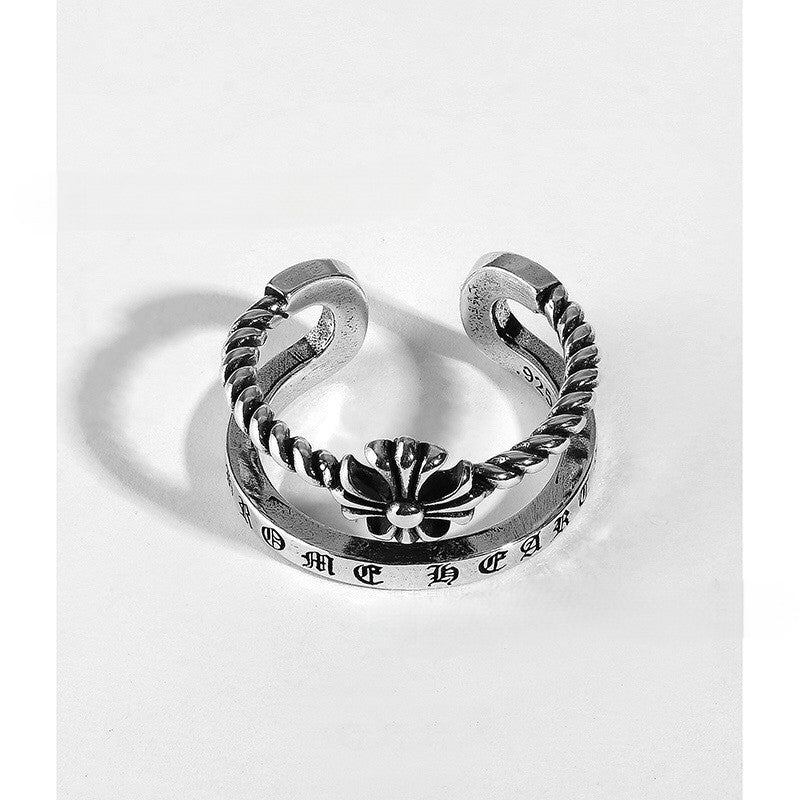 CH-S925 Silver Plated Vintage Open Hip Hop Ring