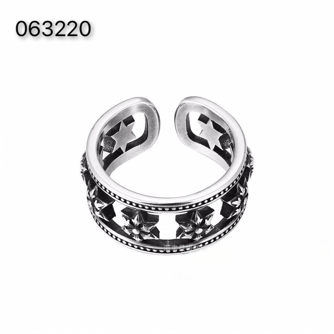 CH-S925 Silver Plated Vintage Open Hip Hop Ring