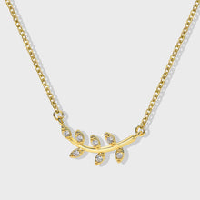Collier branche d'olivier et feuille incrusté de diamants 