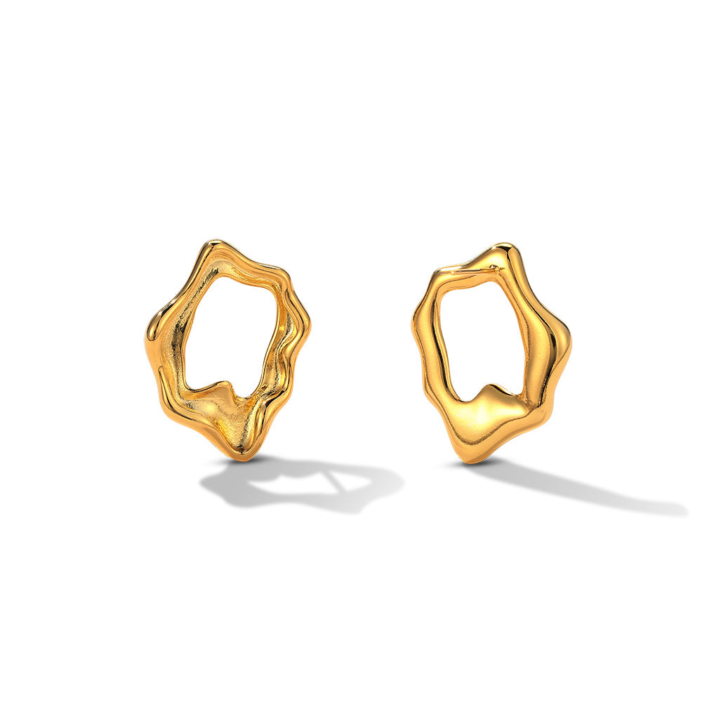 Boucles d'oreilles à anneau creux en texture de lave 