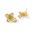 Boucles d'oreilles tressées créatives à fleurs creuses 