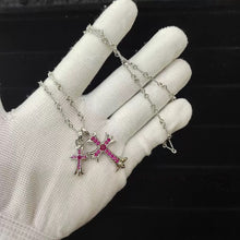 Double Cross Platinum Necklace