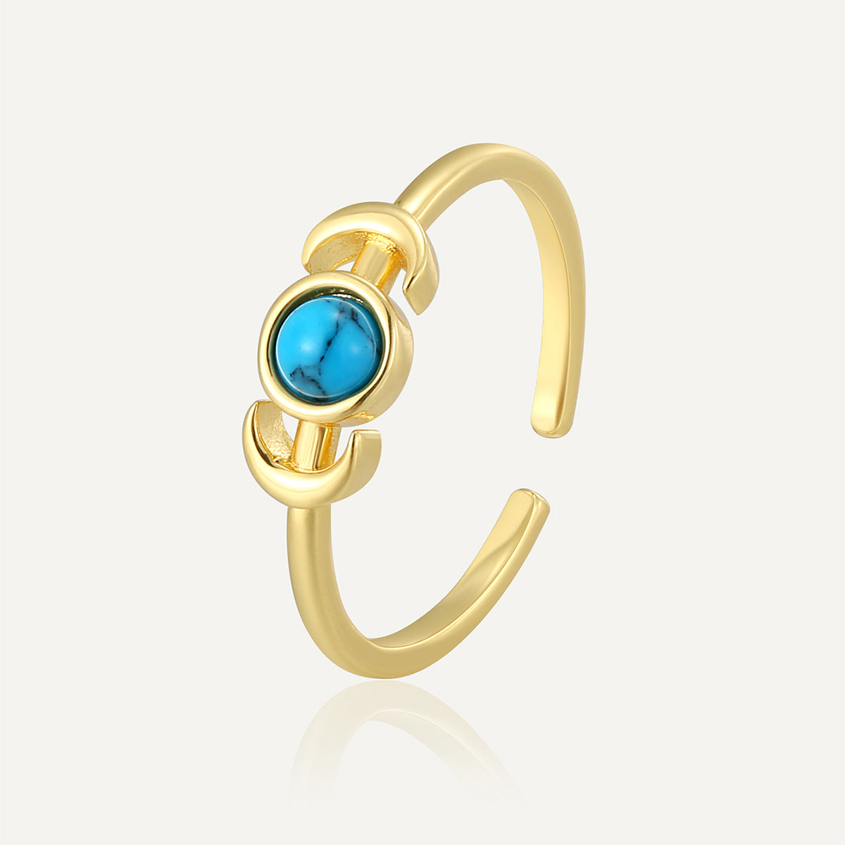 Bague queue de lune turquoise sertie 