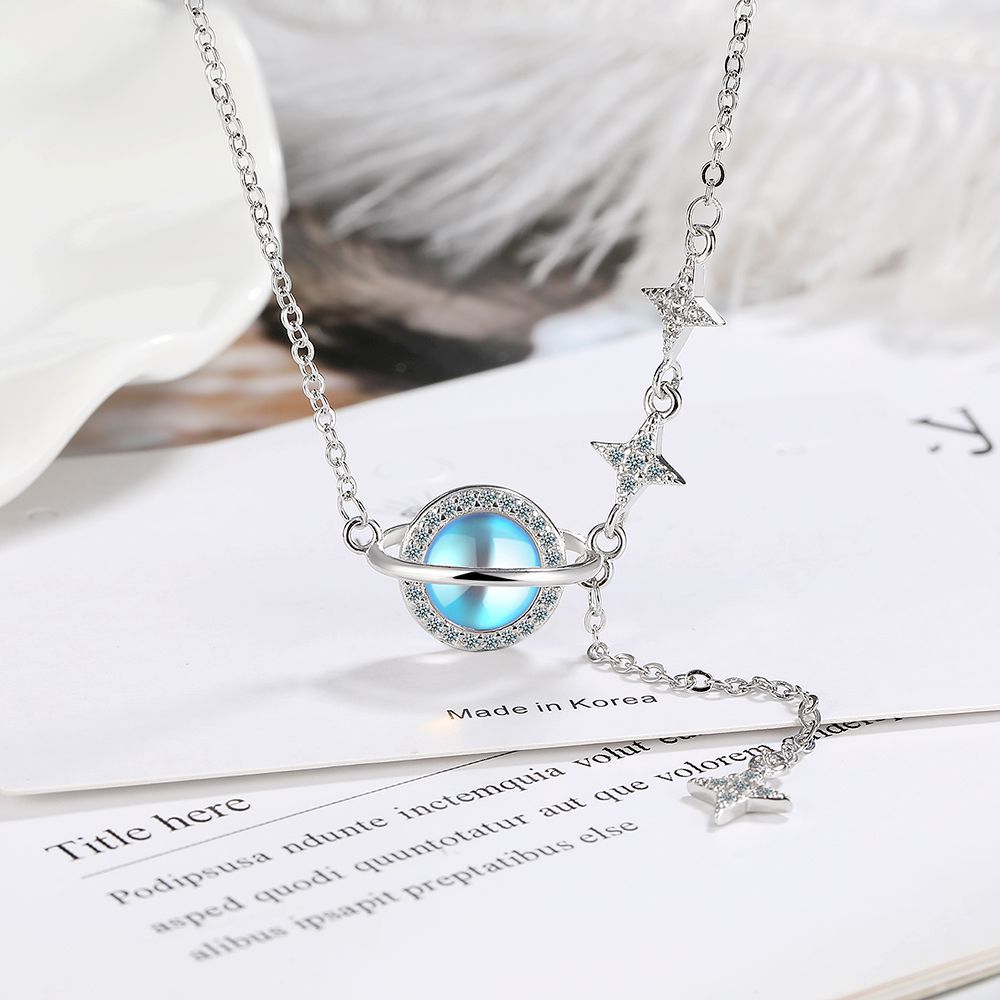 Moonstone Planet Necklace