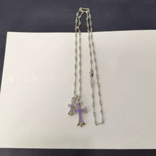 Double Cross Platinum Necklace