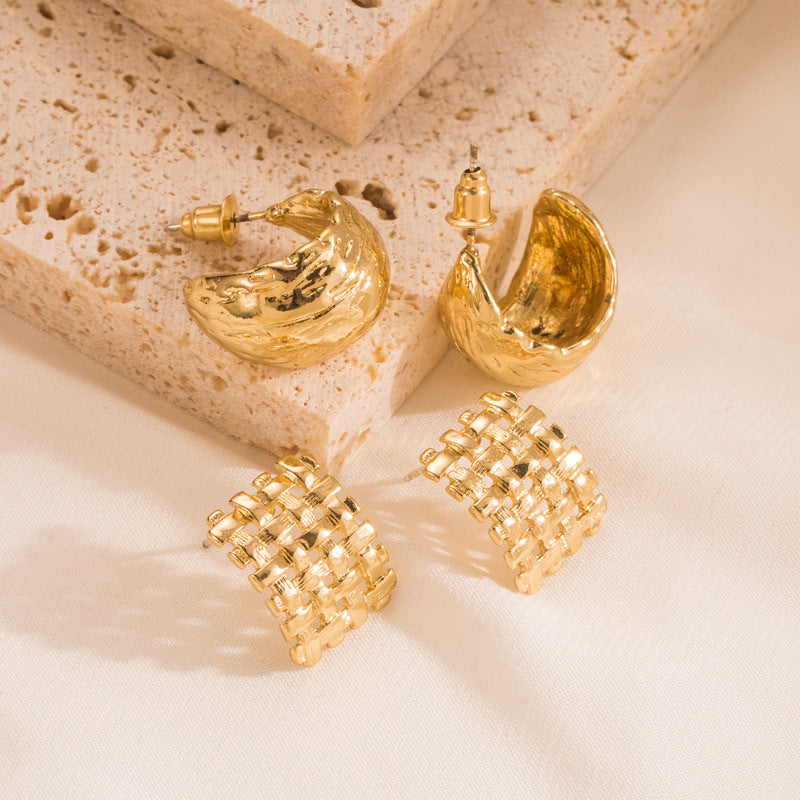 Boucles d'oreilles tendance à motif tressé 