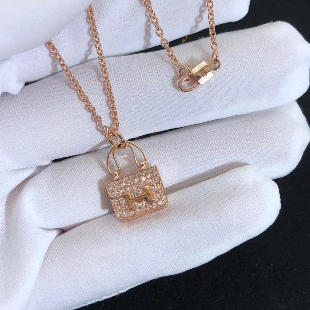 Iconic Mini Handbag Pendant – Chic Purse Charm Necklace, 18K Gold Plated