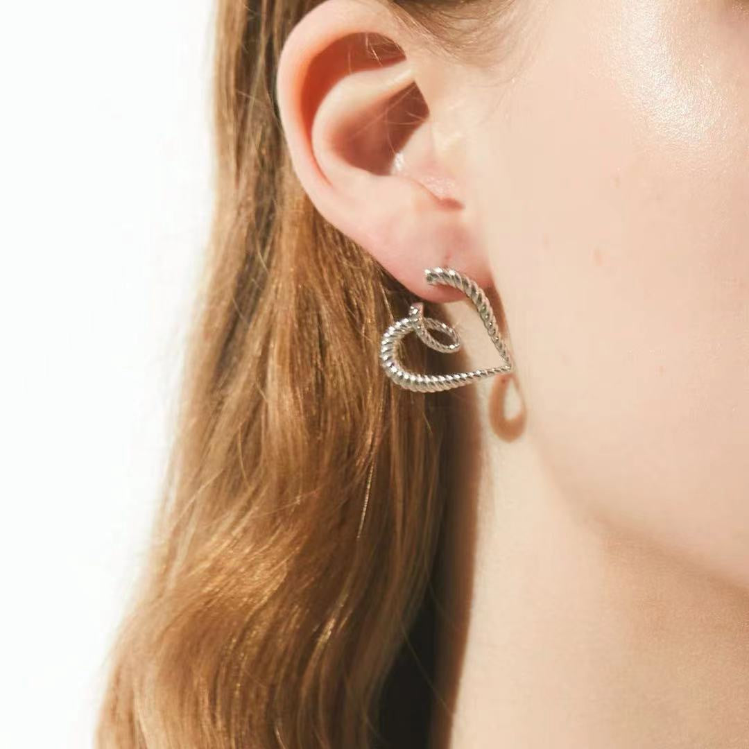 Boucles d'oreilles coeur spirale ligne 