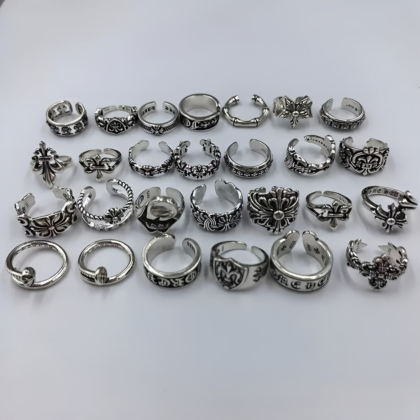 CH-S925 Silver Plated Vintage Open Hip Hop Ring