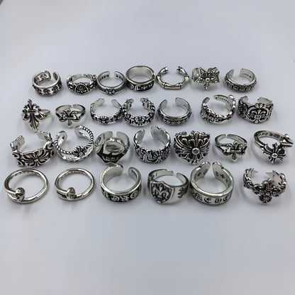CH-S925 Silver Plated Vintage Open Hip Hop Ring