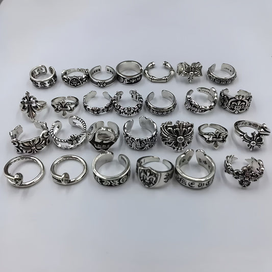 CH-S925 Silver Plated Vintage Open Hip Hop Ring