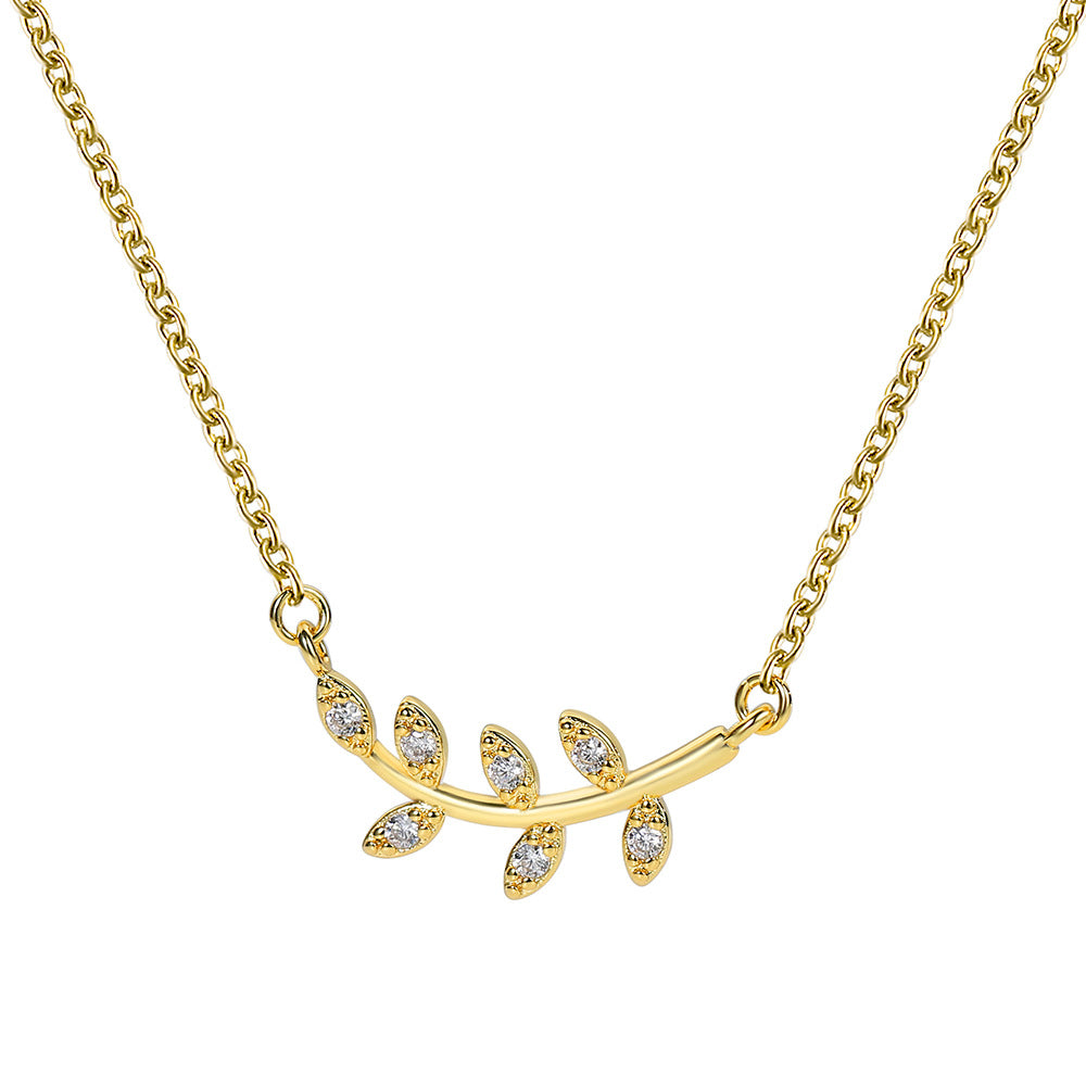 Collier branche d'olivier et feuille incrusté de diamants 