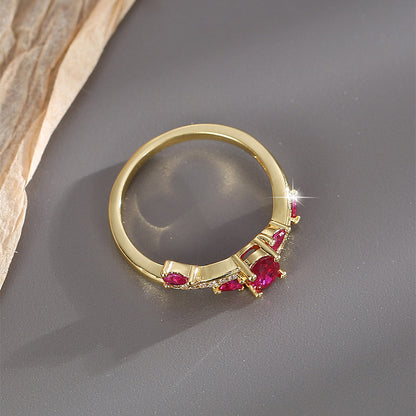 Light Luxury Simple Red Diamond Ring