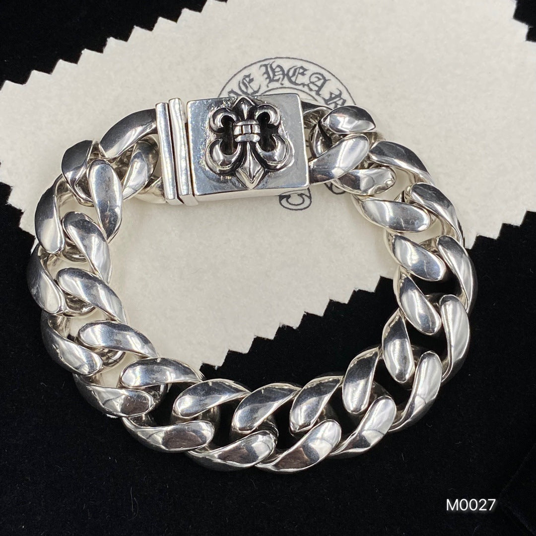 S925 Sterling Silver Hip Hop Cross Bracelet