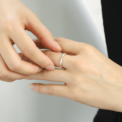 Diamond inlaid diamond ring with diamond pattern
