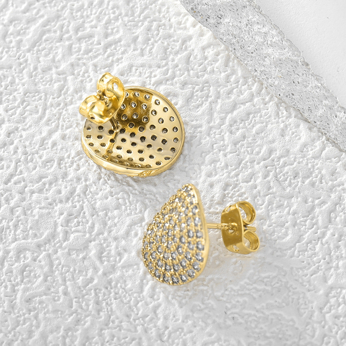 Geometric Curved Diamond Studded Earrings