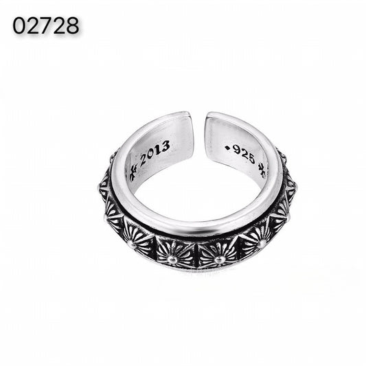 CH-S925 Silver Plated Vintage Open Hip Hop Ring（7）