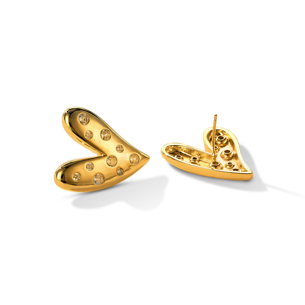 Alien Diamond Heart Earrings